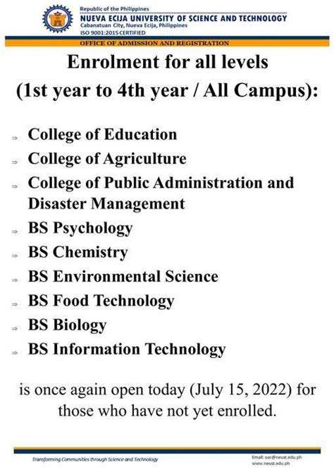 neust enrollment|NEUST Office of the Admission and Registration.